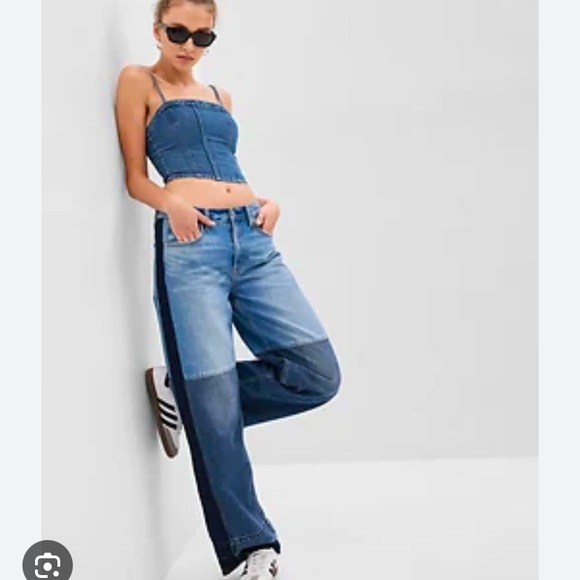 Low Rise Patchwork Baggy Jeans - Picture 2 of 9